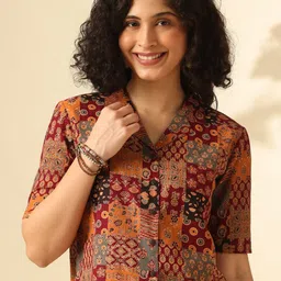 Anouk Print Ethnic Cotton Shirt Style Top-image-74