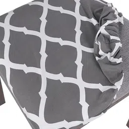 HOUSE OF QUIRK Black & Grey Printed Chair Seat Cover-image-68