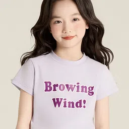 LULU & SKY Girls Typography Printed Applique T-shirt-picture-4