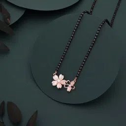 Brado Jewellery Rose Gold-Plated Artificial Stones Studded & Beaded Mangalsutra-image-77