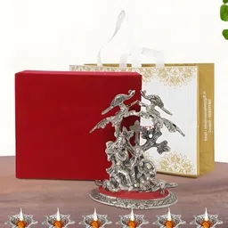 INTERNATIONAL GIFT Silver Plated Radha Krishna with 6 Diyas Religious Idol Showpiece-8
