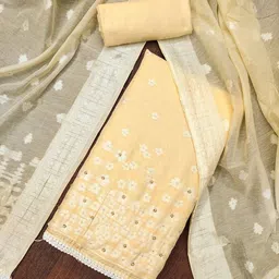 SAINOOR Embroidered Beads And Stones Semi-Stitched Dress Material-picture-7