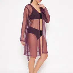 Clovia Embroidered Lace Robe image 5