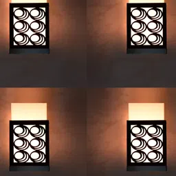 Gojeeva Black & White 4 Pieces Textured Contemporary Wooden Rectangle Shaped Wall Lamp-image-20