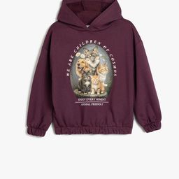 Koton Girls Graphic Printed Hooded Sweatshirt-picture-47