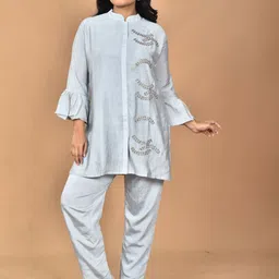 Morchari Embroidered Top With Trouser Co-Ords-image-46