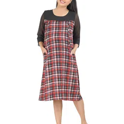Uzazi Women Checked Maternity A-Line Dress-image-82
