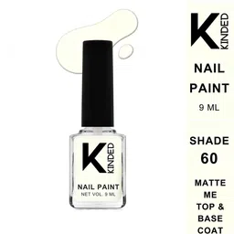 KINDED Matte Finish Long Lasting Nail Paint - 9 ml - Matte Me Top & Base Coat 60 image 5