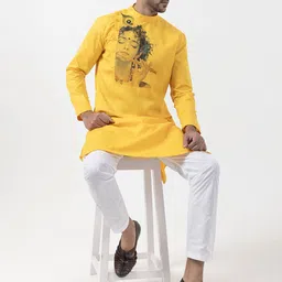 DEVOILER Men Ethnic Motifs Printed Regular Kurta with Pyjamas image 5