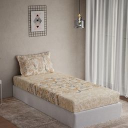 DDecor Vega Beige & Grey Printed Cotton 144 TC Single Bedsheet Set 2.24 m x 1.52 m-picture-47