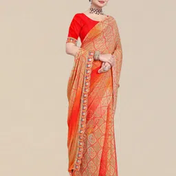 DIVASTRI Bandhani Poly Georgette Bandhani Saree image 4