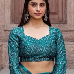 Mitera Silk Blend Block Print Saree image 5