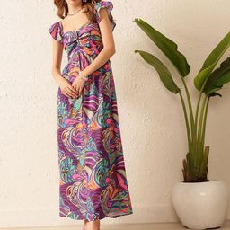 STREET 9 Print Crepe Maxi Dress-image-12