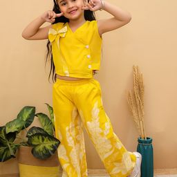 Aj DEZInES Girls Printed Sleeveless Pure Cotton Top With Palazzos-image-45