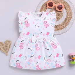 Happy Faces Infant Girls Peppa Pig Printed Pure Cotton A-Line Dress-image-9