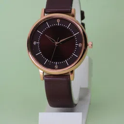 VIRAKTI Women Brass Dial & Leather Wrap Around Straps Analogue Watch F-71-MAROON-G-image-56