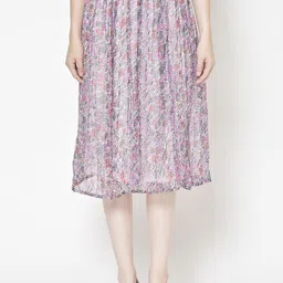 MINOS Printed Flared Midi Skirt-image-94