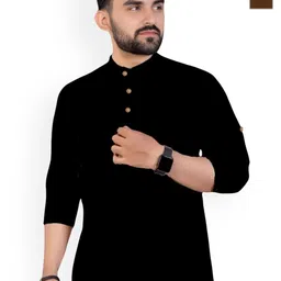 univibe Selection Of 2 Mandarin Collar Pure Cotton Straight Kurtas-image-74