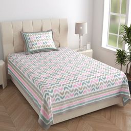 Texstylers White Abstract Printed 210 TC Pure Cotton Single Bedsheet Set- 1.52 m X 2.29 m-picture-30