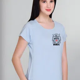 SZN Women Blue Printed T-shirt-picture-36