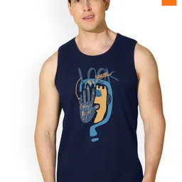 SLOWLORIS Pack Of 2 Printed Scoop Neck Cotton Gym Vests-picture-31