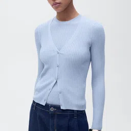MANGO Ribbed Cardigan-image-13