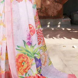 Anouk Rustic Floral Printed Zari Block Print Saree image 5