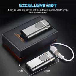 FITUP ™Heavy Double Arc Lighter Black Fingerprint Flameless Lighter for Smoking Electric USB Rechargeable Windproof Cigarette Lighter for Cigarette Smoking Cigarette Lighter-image-5