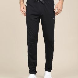 Athleisure Men Black Solid Smart Tech Easy Stain Release Track Pants Men Solid Black Track Pants-1