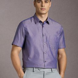 Louis Philippe Men Textured Spread Collar Pure Cotton Formal Shirt-picture-49