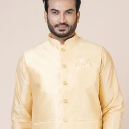 Nawaz's Kurta Men Regular Dupion Silk Jacket Kurta with Pyjamas Kurta Set image 2