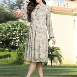 Sera Floral Print A-Line Dress-image-99