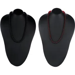 19TH JULY JEWELS Unisex 2Piece Maroon And Black Handcrafted Alloy Minimal Beaded Necklace-6