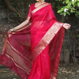 LeeliPeeri Designer Zari Organza Saree-image-47