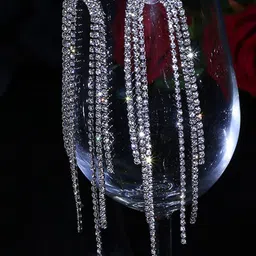 DressBerry Gold-Plated American Diamond Studded Contemporary Korean Drop Earrings-51