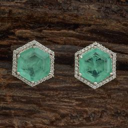 Kushal's Fashion Jewellery Rhodium-Plated Party Zircon Geometric Studs Earrings-27