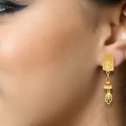 DIVASTRI Gold Plated Contemporary Shaped Drop Earrings-64