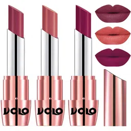 VOLO Set Of 3 Creme Matte Lipstick 3.5g Each - Magenta 631-Cherry 632-Light Peach 645-picture-13