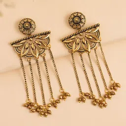 Voylla Fringes Gold Plated Quirky Drop Earrings-image-37