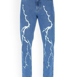 me Queen Men Cotton Straight Fit Mid-Rise Lightening Printed Jeans-image-83