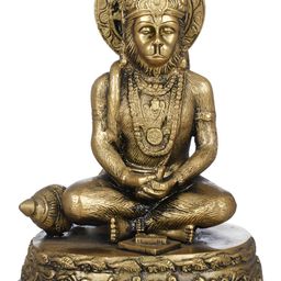 Exotic India Gold-Toned Lord Hanuman In Meditation Religious Idol Showpiece-picture-3