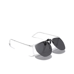 Carlton London Unisex Black & Grey Toned Polarised Lens Sunglass Clip-45