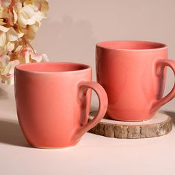 Storepedia Pink Handcrafted Solid Ceramic Glossy Cups Set of Cups and Mugs-15