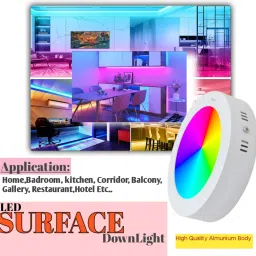 mnlight 9 Watts Round Surface 7 in 1 Multi color Down Light, Pack of 4 Recessed Ceiling Lamp image 3