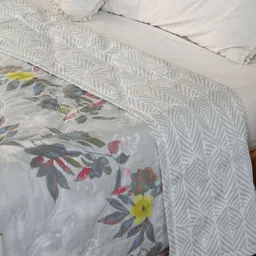Changers Peach & Green Floral Printed Microfiber AC Room 350 GSM Double Bed Comforter-picture-7