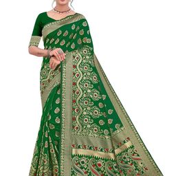 Maroosh Floral Zari Silk Banarasi Saree-image-28