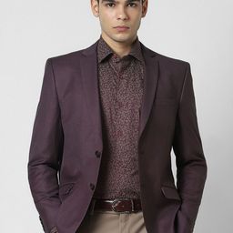 Van Heusen Self Designed Notched Lapel Collar Slim-Fit Single Breasted Blazer-picture-25