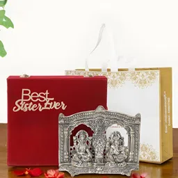 INTERNATIONAL GIFT Silver-Toned Laxmi Ganesh Religious Idol Showpiece-image-92