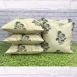 Pink Parrot Cream-Coloured 5 Pieces Printed Jacquard Silk Square Cushion Covers-13