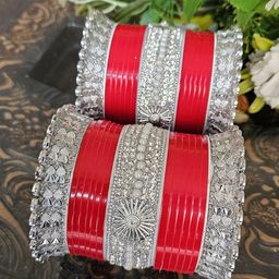 Mehpriye Women Set Of 30 Silver Plated Stone Studded Chuda Bangle-image-42
